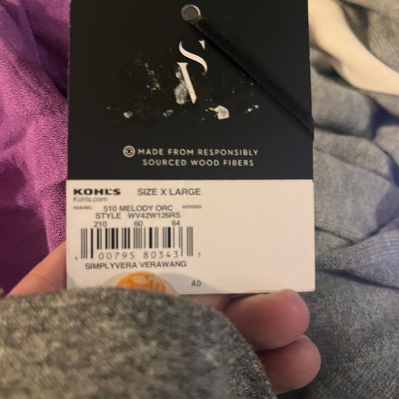 Simply Vera Vera Wang Orchid Purple Button Blouse Long Sleeve Size Large - Picture 8 of 8